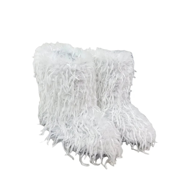 HSFur Feather Fur Snow Boot Warm Soft Plush Inside