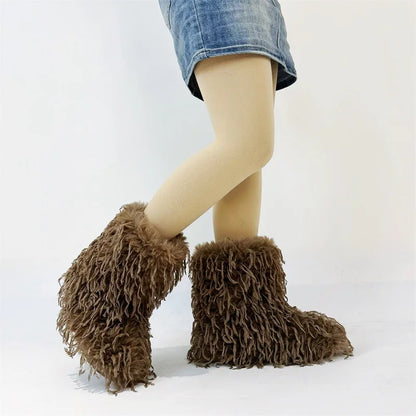 HSFur Feather Fur Snow Boot Warm Soft Plush Inside