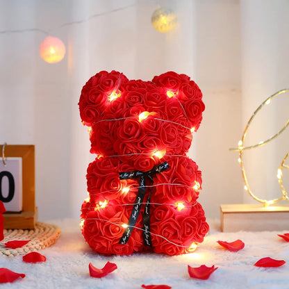 Beautiful Valentines Rose Bear with Lights for someone special