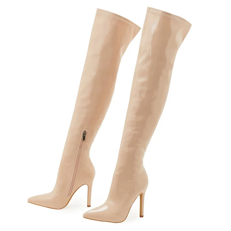 Eilyken Stiletto High Heels Over-the-Knee Boots Pointed Toe Boots