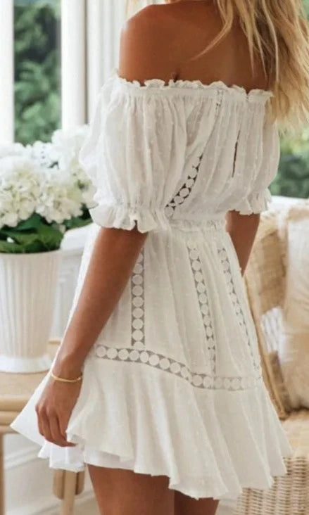 Bohemian Casual Off Shoulder Top & Loose Mini Skirt Two Piece Sets