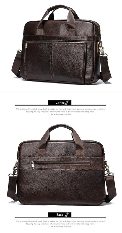 Genuine Leather First Layer Briefcase Business Career Bag