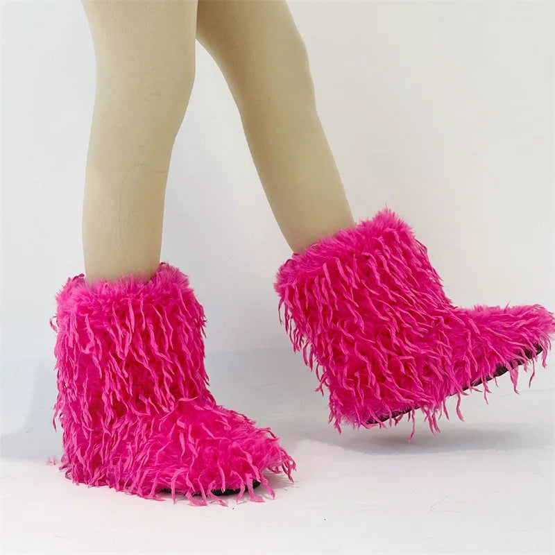 HSFur Feather Fur Snow Boot Warm Soft Plush Inside