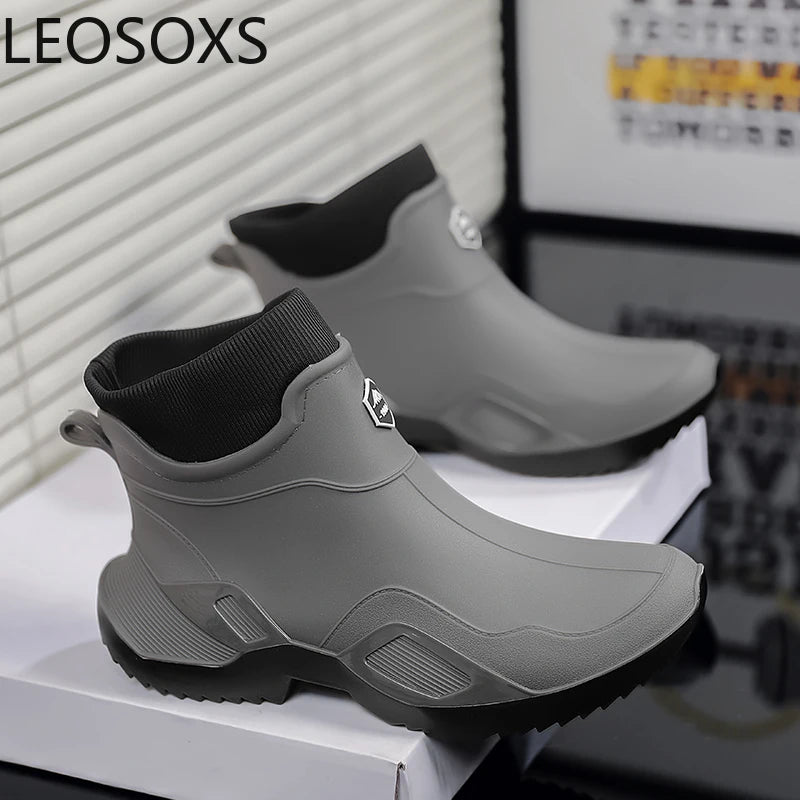 Mens Fashion Rubber Shoes Rainboots