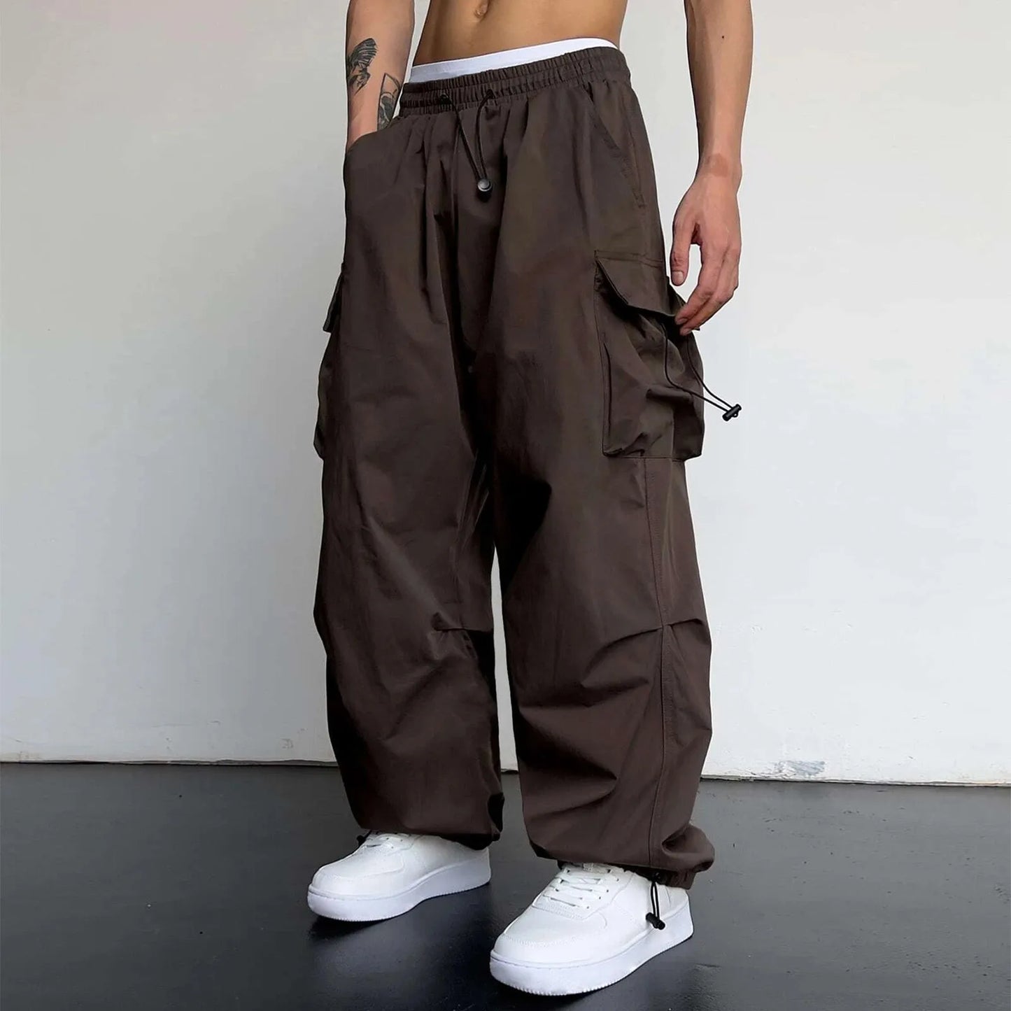 JAYCOSIN Cargo Pants for Men Casual Vintage Baggy Wide Leg Straight Trousers Jogger Big Pockets Oversize Overalls Sweatpants