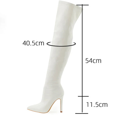 Eilyken Stiletto High Heels Over-the-Knee Boots Pointed Toe Boots