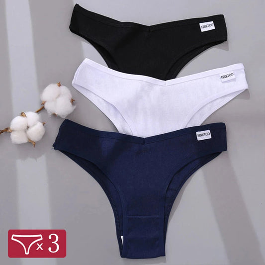 Cute Byte 3Pcs/Set Cotton Women Low Rise Panties