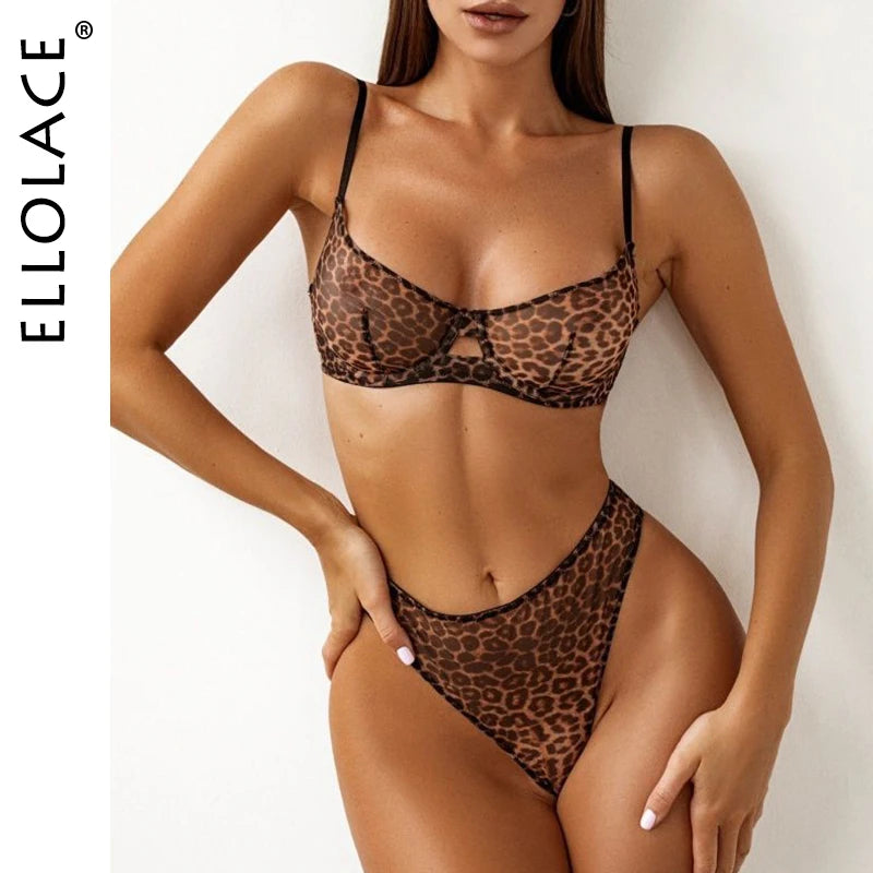 Ellolace Seamless Bra Set See Through Fine Lace Underwear