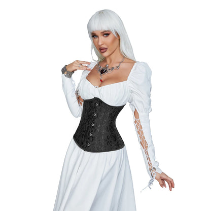 Corsenaan Jacquard Underbust Corset Plastic Bones Korset Basques Shaper Elegant Waist Bustier Top