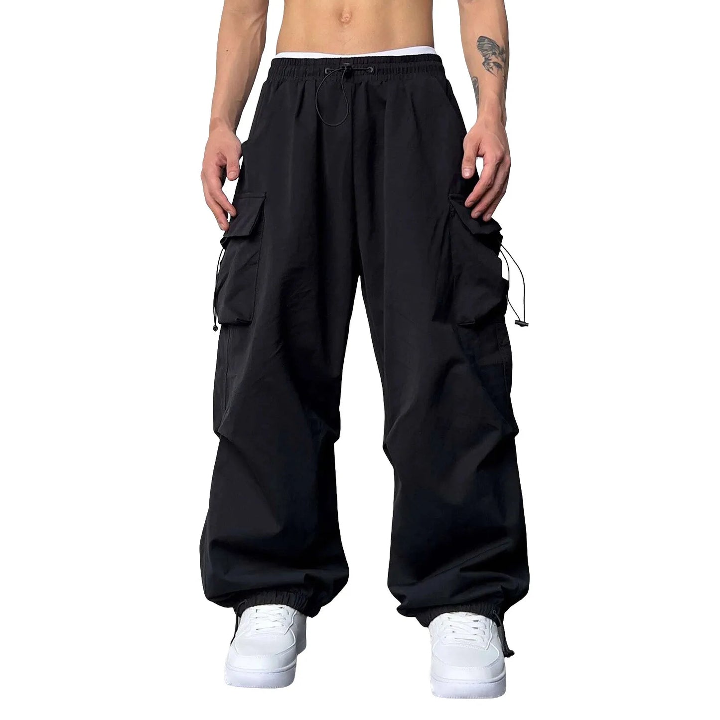 JAYCOSIN Cargo Pants for Men Casual Vintage Baggy Wide Leg Straight Trousers Jogger Big Pockets Oversize Overalls Sweatpants