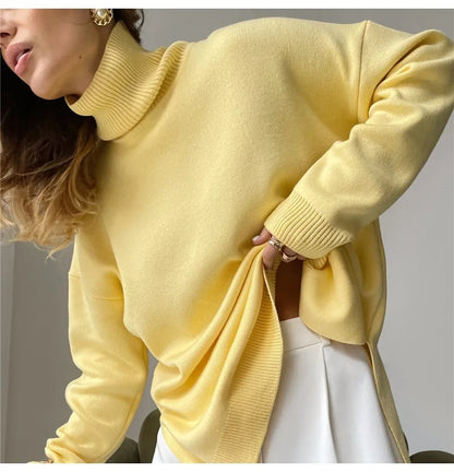 Casual Comfy Loose Fitting Turtleneck Sweaters for Women