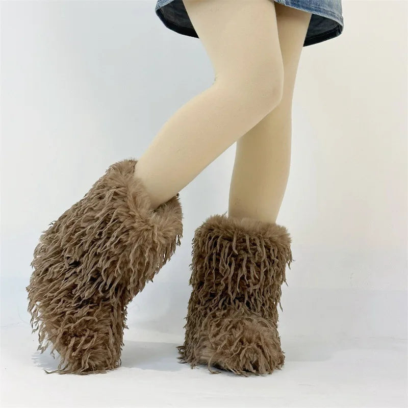 HSFur Feather Fur Snow Boot Warm Soft Plush Inside