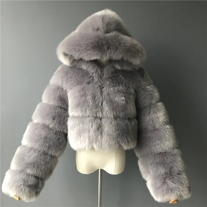 Assorted Colors High Fashion High Quality Furry Cropped Faux Fur Coats and Jackets Women