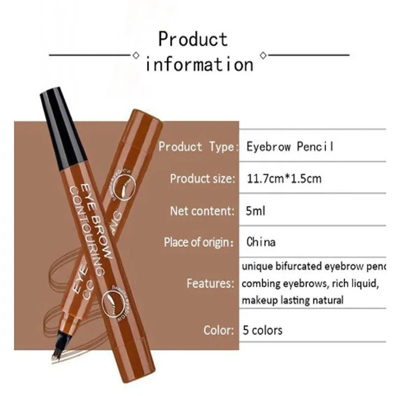 4 Point Eyebrow Pencil Waterproof Liquid Eyebrow Pen Makeup Long Lasting