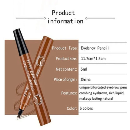 4 Point Eyebrow Pencil Waterproof Liquid Eyebrow Pen Makeup Long Lasting