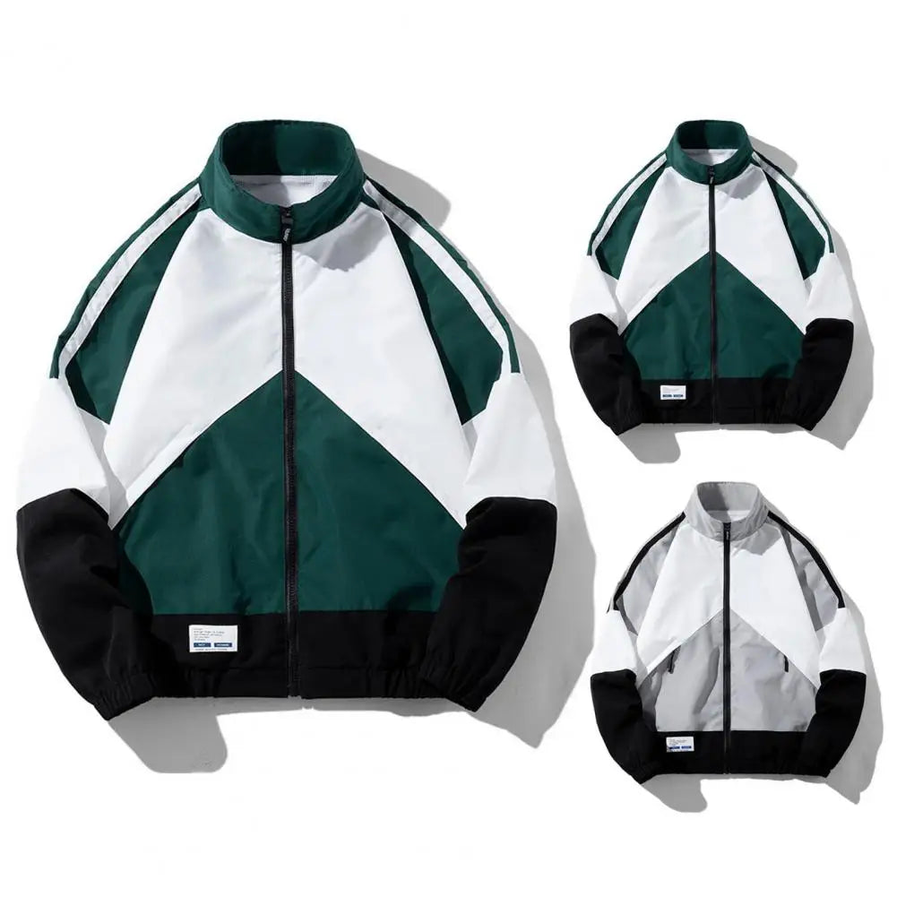 Mens Casual Patchwork Windbreaker Loose Jackets