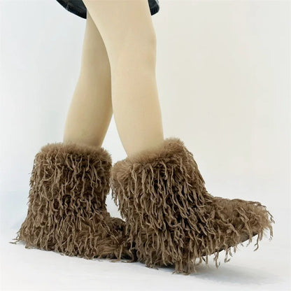 HSFur Feather Fur Snow Boot Warm Soft Plush Inside