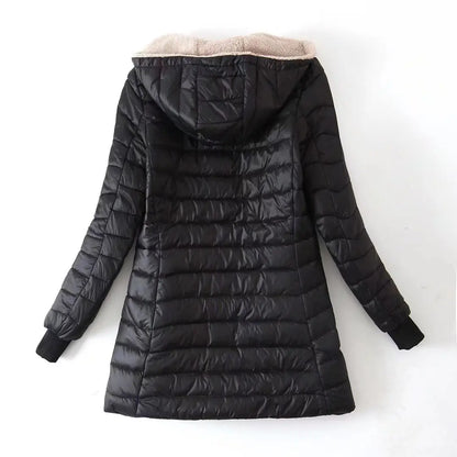 DQ Mid Length Padded Hooded Cotton Fleece Puffy Bubble Coat