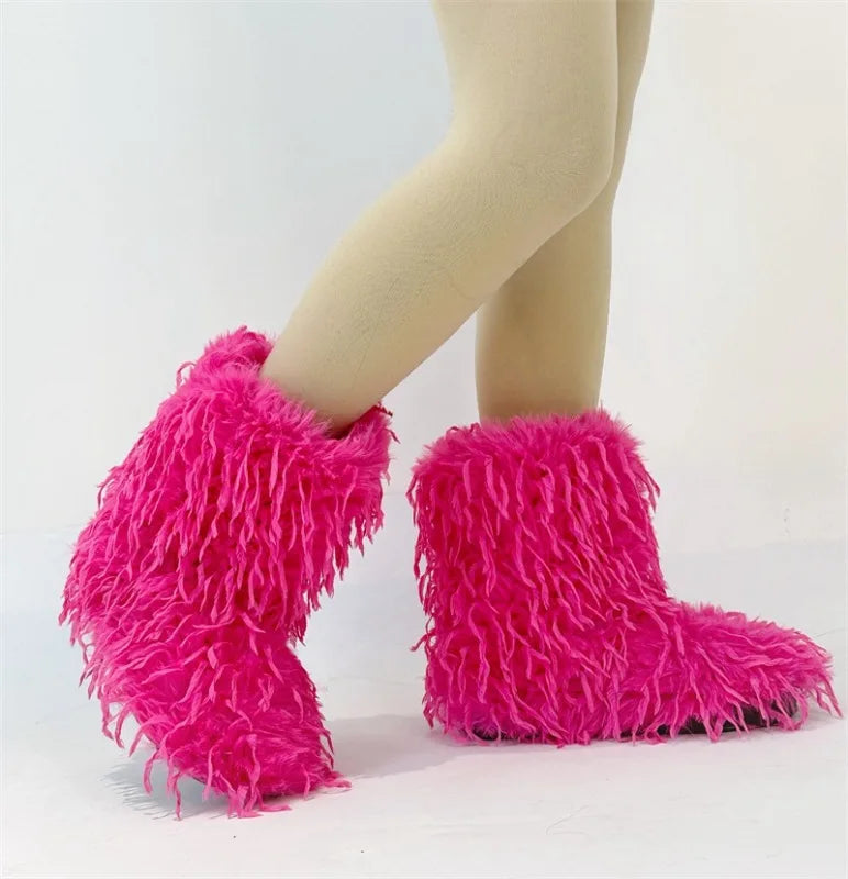 HSFur Feather Fur Snow Boot Warm Soft Plush Inside