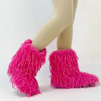 HSFur Feather Fur Snow Boot Warm Soft Plush Inside