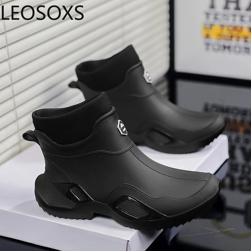 Mens Fashion Rubber Shoes Rainboots