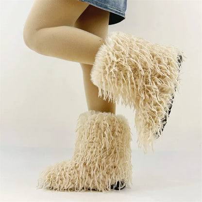 HSFur Feather Fur Snow Boot Warm Soft Plush Inside