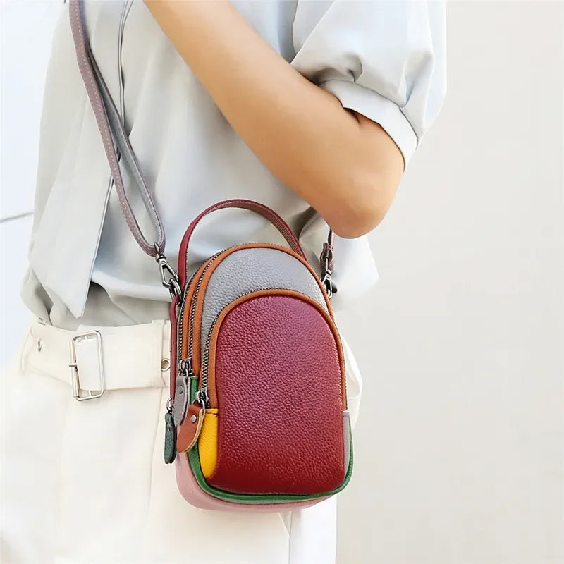 100% Genuine Leather Women Handbag Designer Mini Mobile phone bags and wallets Fashion Shoulder Bag Fashion Female Messenger Sac