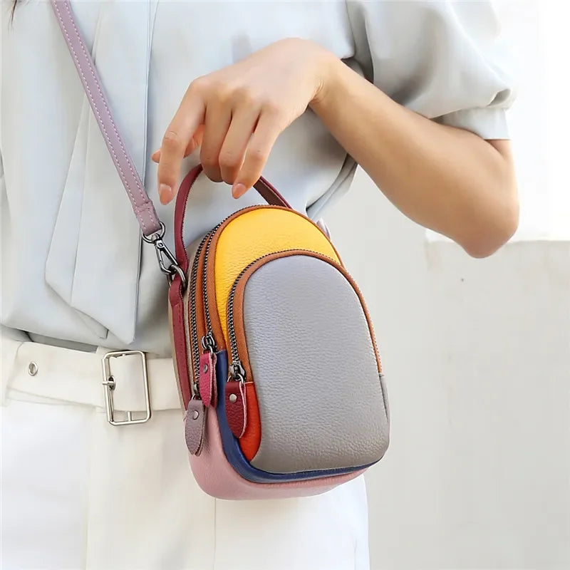 100% Genuine Leather Women Handbag Designer Mini Mobile phone bags and wallets Fashion Shoulder Bag Fashion Female Messenger Sac