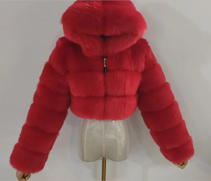 Assorted Colors High Fashion High Quality Furry Cropped Faux Fur Coats and Jackets Women