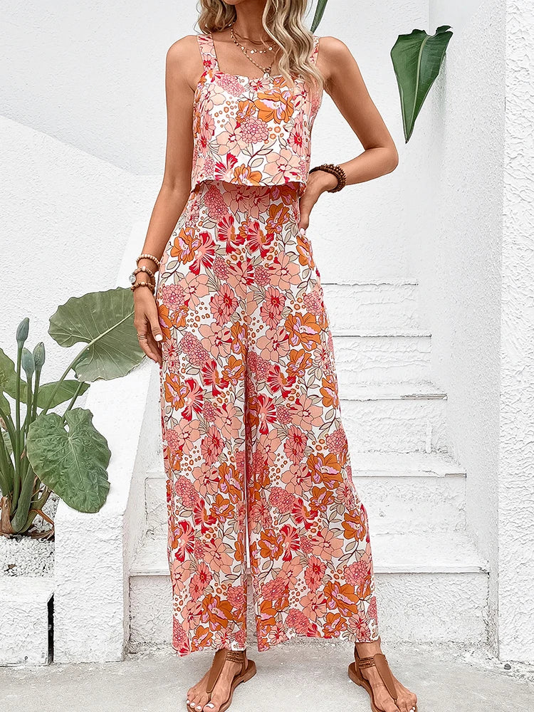 LOSSKY Elegant Floral Long Jumpsuit for Women