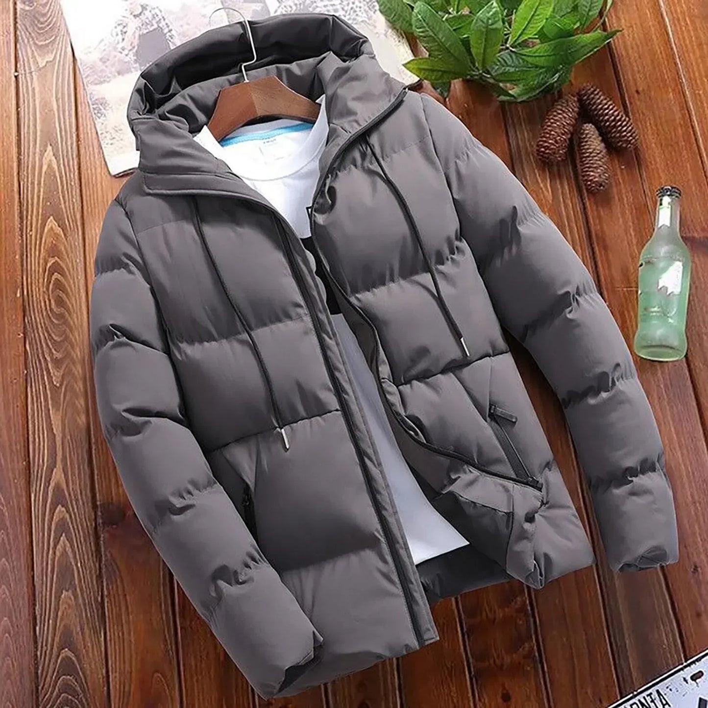 Men's Casual Puffer Jacket Warm Hooded Thick