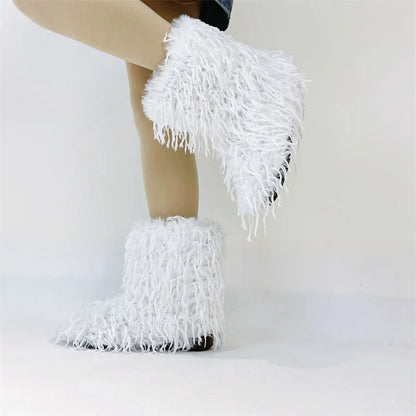 HSFur Feather Fur Snow Boot Warm Soft Plush Inside