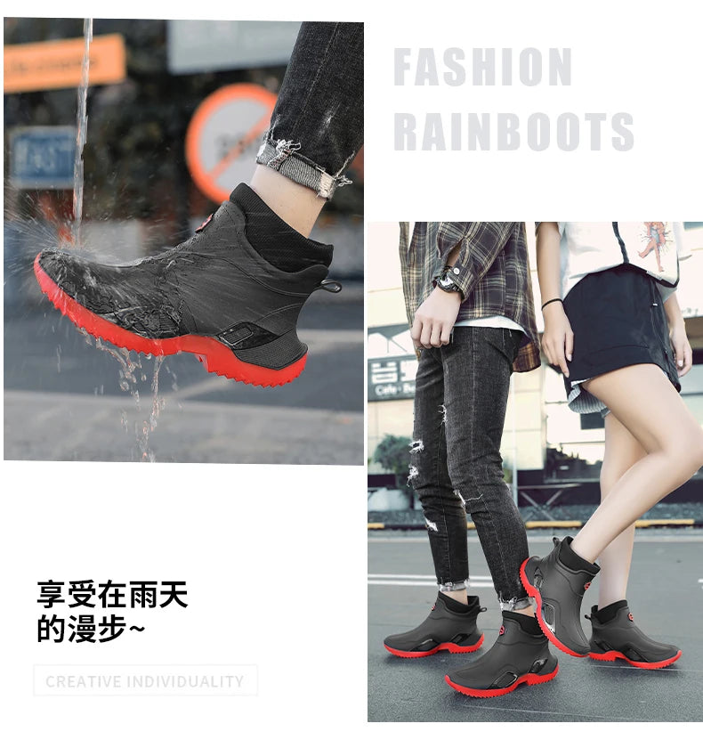 Mens Fashion Rubber Shoes Rainboots