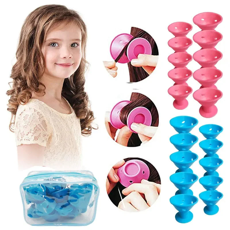 20/set Soft Rubber Hair Care Rollers Silicone Hair Curler No Heat No Clip Hair Curling Styling DIY Tool for Curler