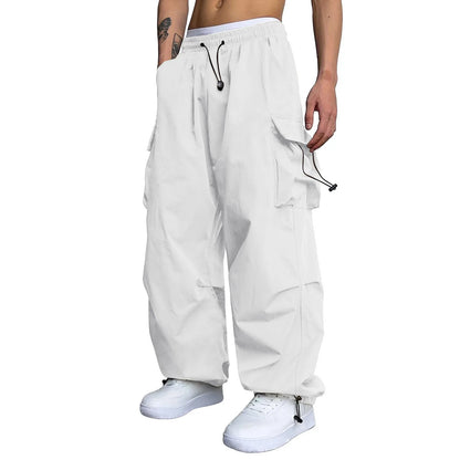 JAYCOSIN Cargo Pants for Men Casual Vintage Baggy Wide Leg Straight Trousers Jogger Big Pockets Oversize Overalls Sweatpants