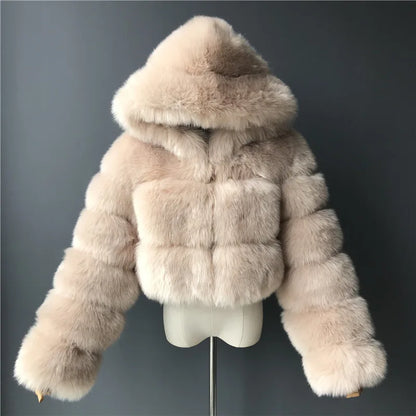 Assorted Colors High Fashion High Quality Furry Cropped Faux Fur Coats and Jackets Women