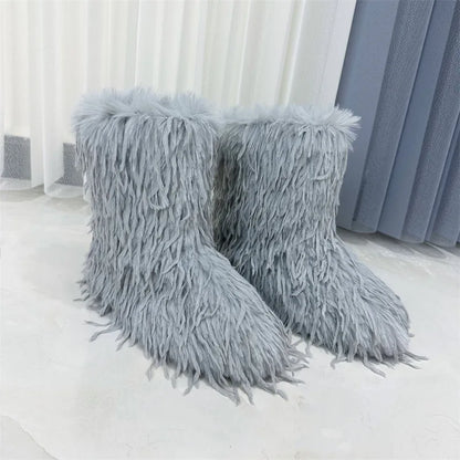 HSFur Feather Fur Snow Boot Warm Soft Plush Inside