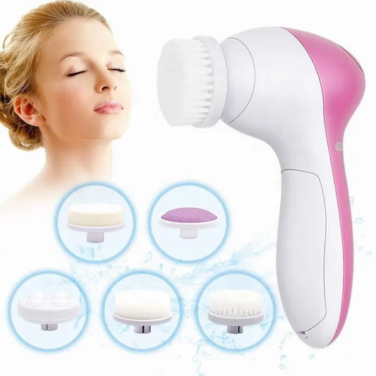 Electric Facial Cleaner 5 IN 1 Face Cleansing Brush Wash Machine Spa Skin Care Massager B Battery Operatedlackhead Cleaning Facial Cleanser Tools