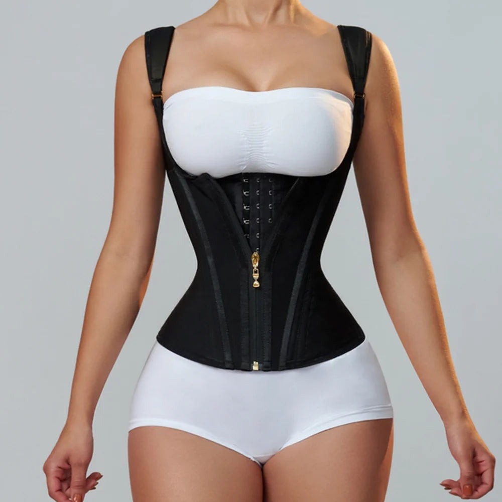 Row Buckle and Zipper Corset Waist Trainer Body Shaper For Women