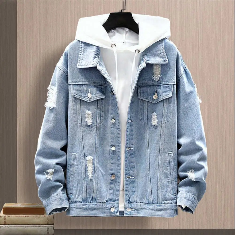 Men's Hooded Denim Blue Jean Jackets