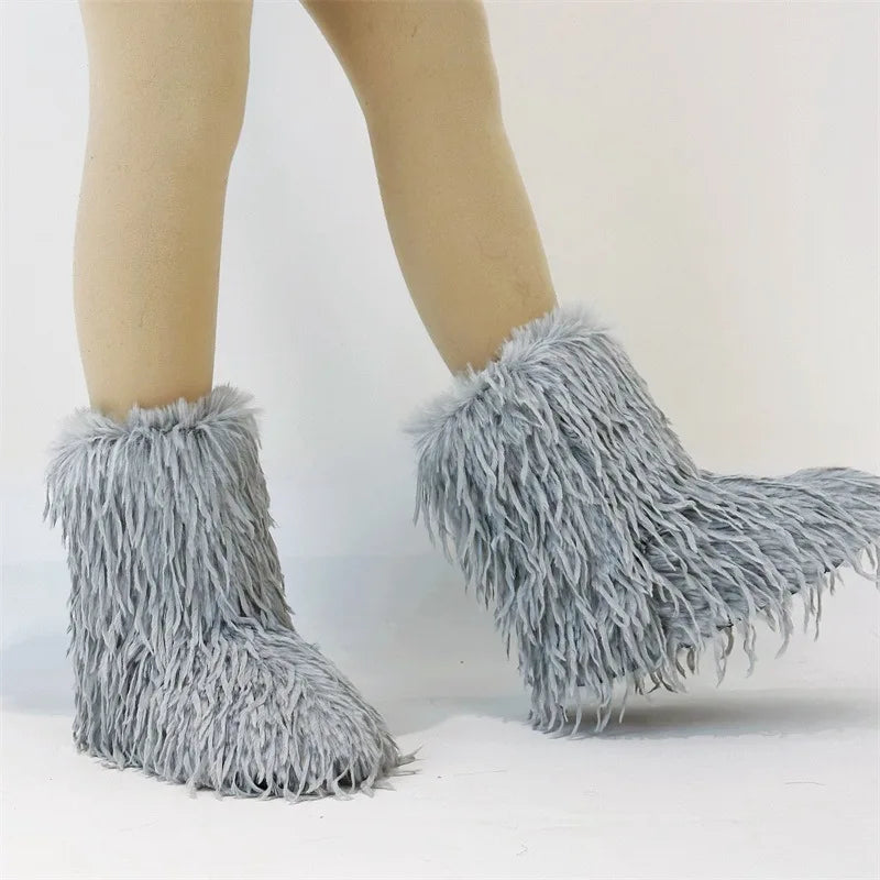 HSFur Feather Fur Snow Boot Warm Soft Plush Inside