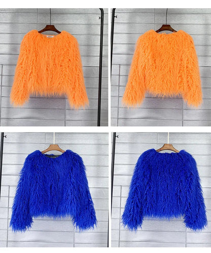 18 Colors Fun Flirty High Fashion Faux Fur Coat and Jackets