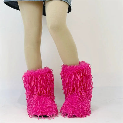 HSFur Feather Fur Snow Boot Warm Soft Plush Inside