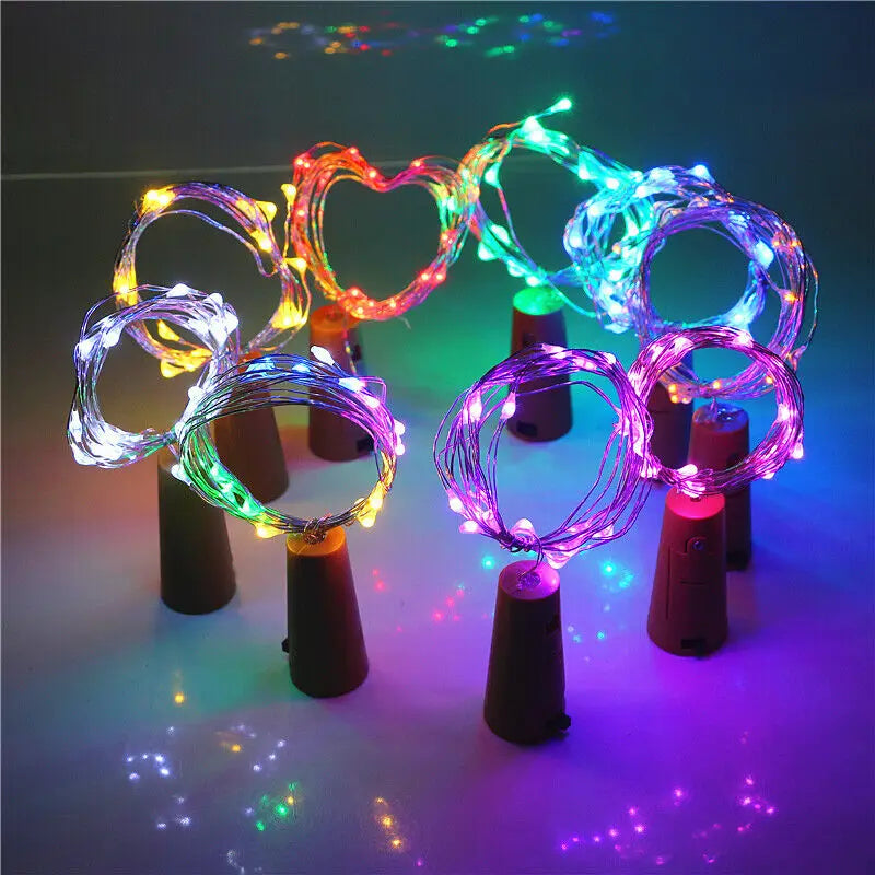 Solar Bottle Lights Battery-Operated Garlands Fairy Festoon LED Light Cork Shaped for Christmas Home Wedding Party Decoration