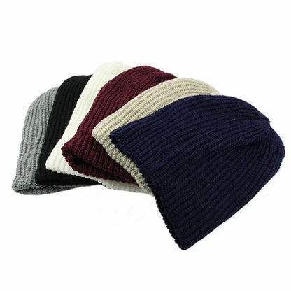 Solid Woolen Thickened Knit Beanie