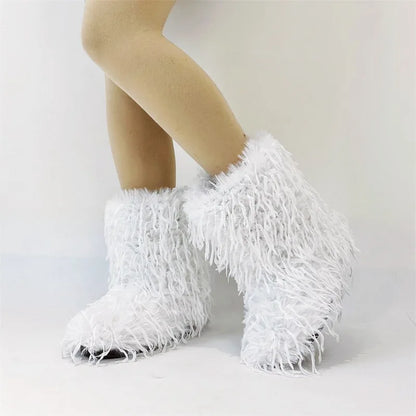 HSFur Feather Fur Snow Boot Warm Soft Plush Inside