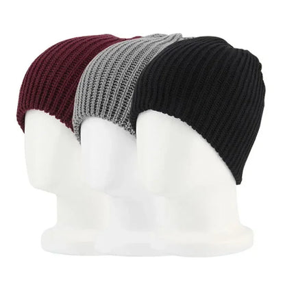 Solid Woolen Thickened Knit Beanie