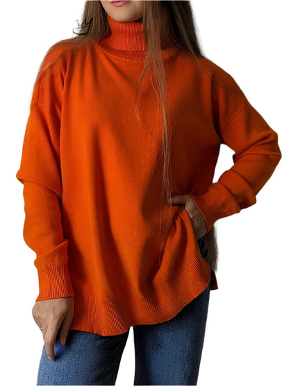 Casual Comfy Loose Fitting Turtleneck Sweaters for Women