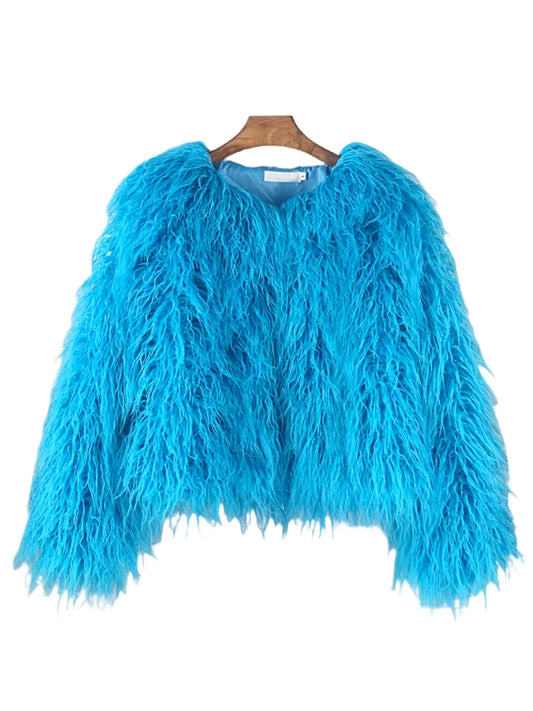 Colorful New Fashion Faux Fur Coat