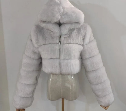 Assorted Colors High Fashion High Quality Furry Cropped Faux Fur Coats and Jackets Women